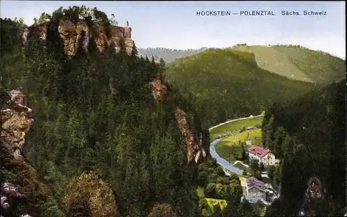 Ak Hohnstein Sächsische Schweiz, Hockstein im Polenztal