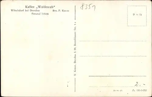 Ak Wilschdorf Dürrröhrsdorf Dittersbach in Sachsen, Kaffee Waldesruh