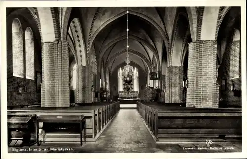 Ak Sigtuna Schweden, Interiör av Mariakyrkan