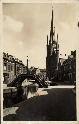 Ak Woerden Utrecht Niederlande, de Rijn, Kerk