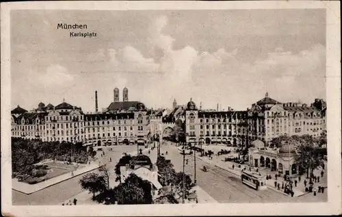 Ak München, Karlsplatz, Straßenbahn