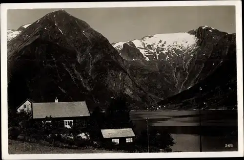 Ak Balholmen Norwegen, Blick zum Essefjord, Wohnhäuser