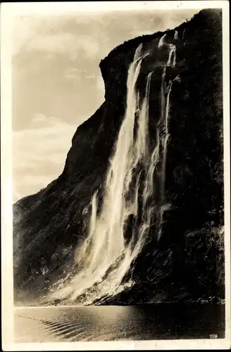 Ak Norwegen, Die sieben Schwestern, Wasserfall