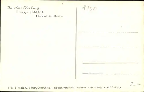 Ak Schönbach in der Oberlausitz, Ortsansicht mit Blick nach dem Kottmar