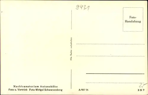 Ak Antonshöhe Antonsthal Breitenbrunn im Erzgebirge, Nachtsanatorium, Innenansicht