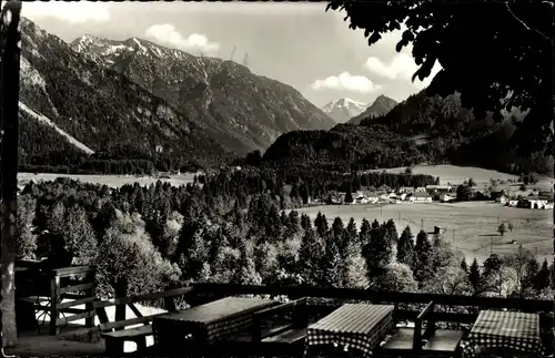 Ak Ruhpolding in Oberbayern, Alpengasthof Brandler Alm, Blick auf Sonntagshorn u. Loferer Steinberge