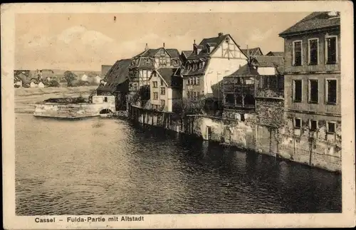 Ak Kassel in Hessen, Fulda-Partie mit Altstadt