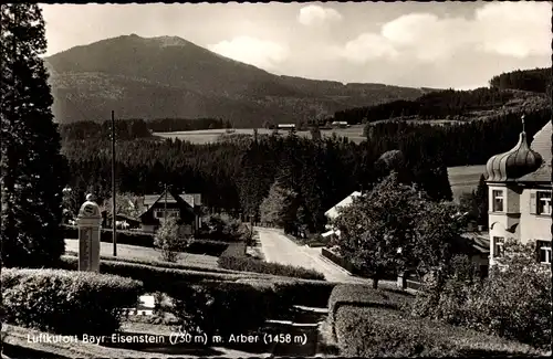 Ak Bayerisch Eisenstein im Bayrischen Wald Niederbayern, Ortspartie mit Arber