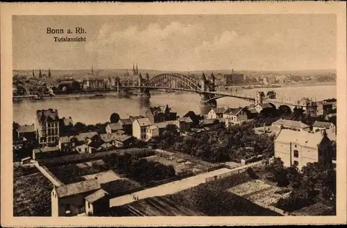 Ak Bonn am Rhein, Totalansicht, Rheinbrücke