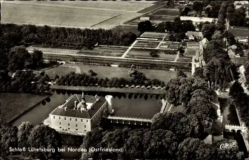 Ak Lütetsburg in Ostfriesland, Schloss, Luftaufnahme