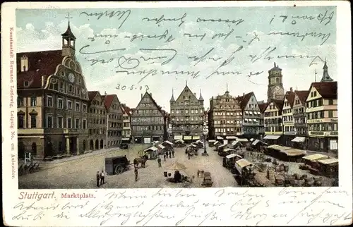 Ak Stuttgart in Württemberg, Marktplatz