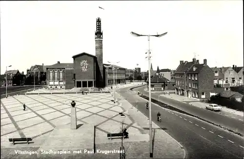 Ak Vlissingen Zeeland Niederlande, Stadhuisplein met Krugerstraat