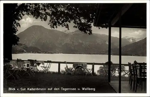 Ak Kaltenbrunn Gmund am Tegernsee Oberbayern, Blick vom Gut Kaltenbrunn auf den See