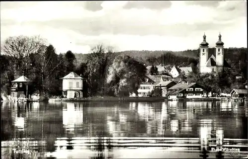 Ak Tutzing am Starnberger See Oberbayern, Blick zum Ort, Kirche