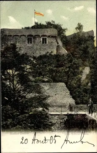 Ak Baden Baden am Schwarzwald, alter Schloss-Turm