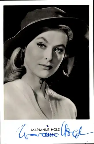 Ak Schauspielerin Marianne Hold, Autogramm, Portrait, Hut