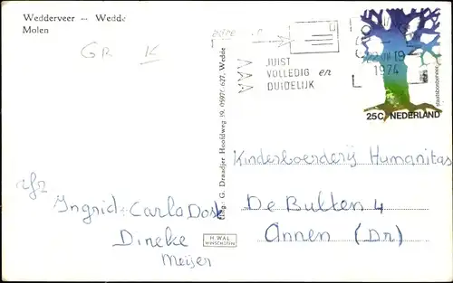 Ak Wedderbergen Groningen, Molen