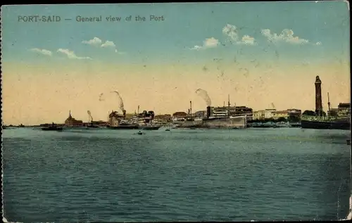Ak Port Said Ägypten, General view of the Port