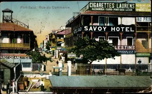 Ak Port Said Ägypten, Rue du Commerce, Savoy Hotel