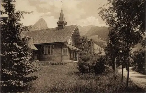 Ak Les Avants Montreux Kanton Waadt, Eglise Catholique et la Dent de Jaman