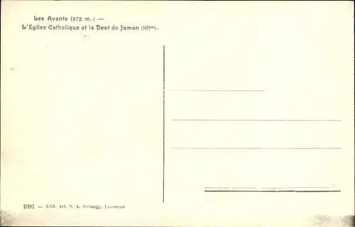 Ak Les Avants Montreux Kanton Waadt, Eglise Catholique et la Dent de Jaman
