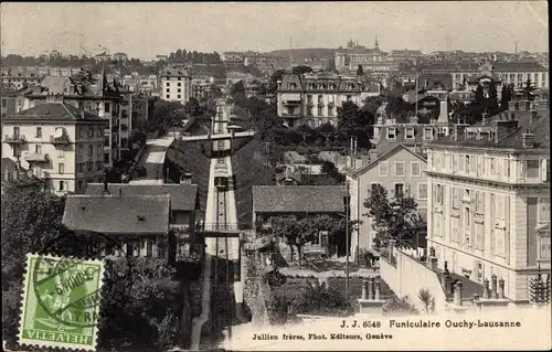 Ak Ouchy Lausanne Kanton Waadt, Funiculaire, Standseilbahn