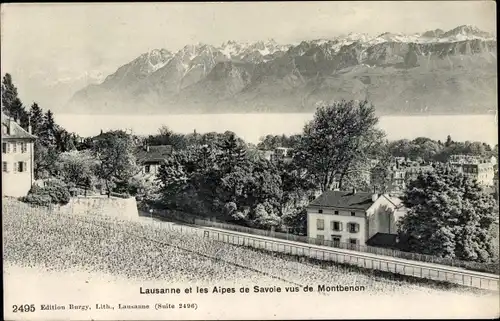 Ak Lausanne Kanton Waadt, les Alpes de Savoie vus de Montbenon