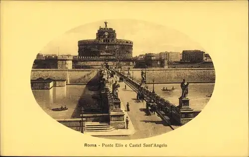 Ak Roma Rom Lazio, Ponte Elio e Castel Sant' Angelo