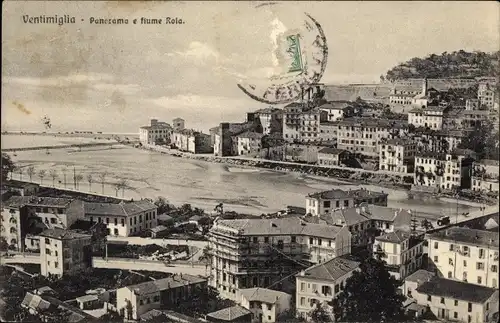 Ak Ventimiglia Liguria, Panorama e fiume Rola