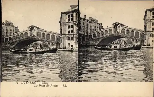 Stereo Ak Venezia Venedig Veneto, Le Pont du Rialto