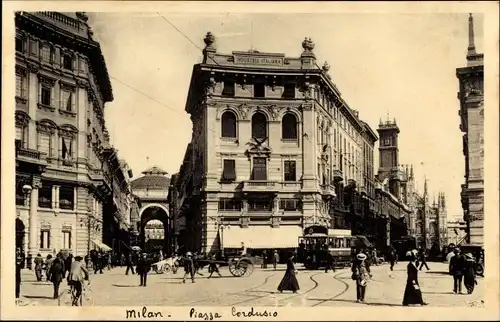 Ak Milano Mailand Lombardia, Piazza Cordusio