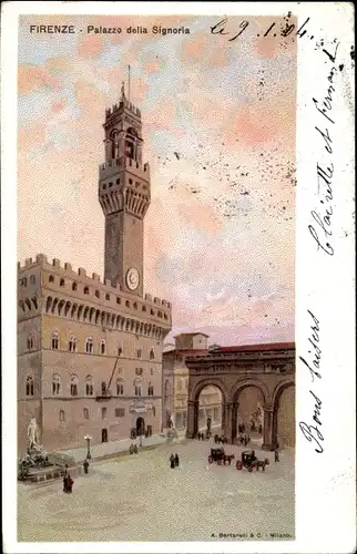 Litho Firenze Florenz Toscana, Palazzo della Signoria