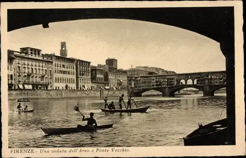 Ak Firenze Florenz Toscana, Una veduta dell'Arno e Ponte Vecchio