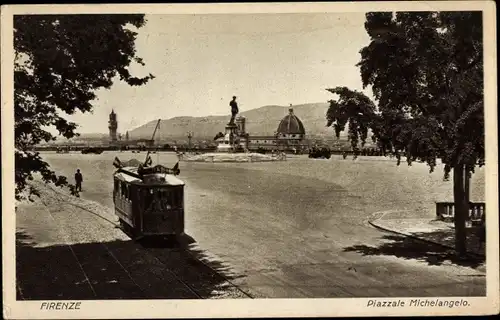 Ak Firenze Florenz Toscana, Piazzale Michelangelo, Straßenbahn
