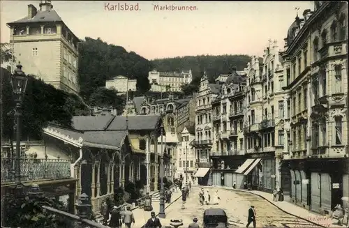 Ak Karlovy Vary Karlsbad Stadt, Marktbrunnen