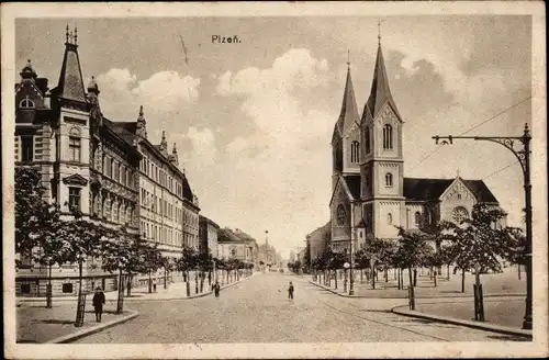 Ak Plzeň Pilsen Stadt, Straßenpartie