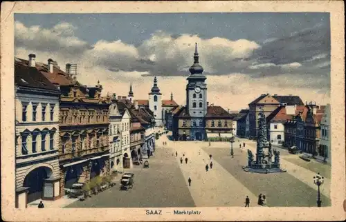 Ak Žatec Saaz Region Aussig, Marktplatz