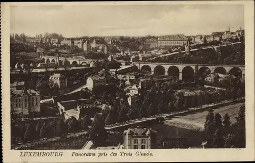 Ak Luxemburg Luxembourg, Panorama pris des Trois Glands