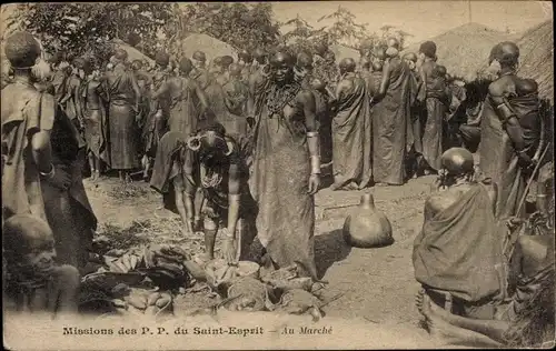 Ak Missions des P. P. du Saint Esprit, Au Marche, Markt, Afrikaner