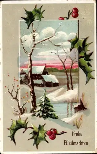 Ak Glückwunsch Neujahr, Stachelpalme, Schneelandschaft