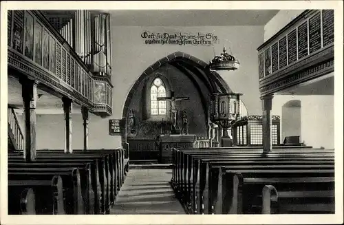 Ak Crainfeld Grebenhain in Hessen, Evangelische Kirche, Innenansicht, Orgel