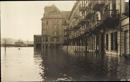 Foto Ak Koblenz in Rheinland Pfalz, Hochwasser 1920, Hotel Coblenzer Hof