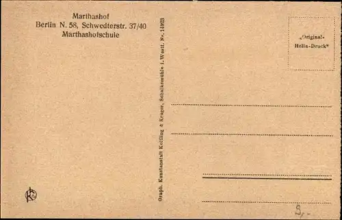 Ak Berlin Prenzlauer Berg, Marthashof, Eingang zur Marthashofschule, Schwedter Straße 37/40