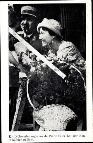 Ak Luxemburg, Großherzogin und Prinz Felix bei der Kantonalfeier zu Esch