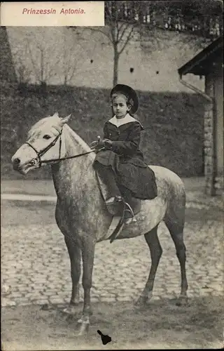 Ak Prinzessin Antonia von Luxemburg, Pferd