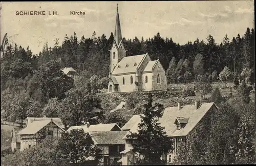 Ak Schierke Wernigerode am Harz, Kirche, Teilansicht vom Ort