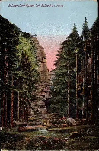 Ak Schierke Wernigerode am Harz, Schnarcherklippen