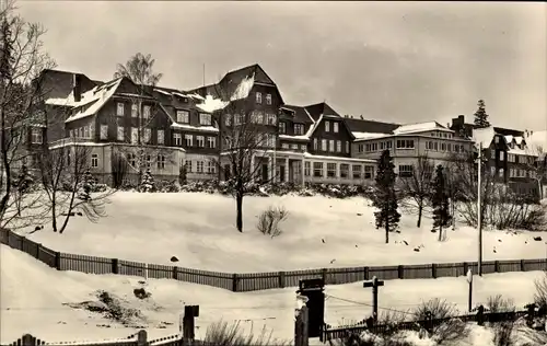 Ak Schierke Wernigerode am Harz, Hotel Heinrich Heine, Winter, Schnee