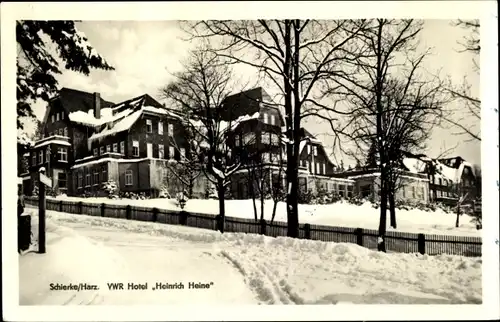 Ak Schierke Wernigerode im Harz, VWR Hotel Heinrich Heine, Winter