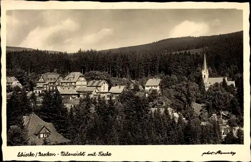 Ak Schierke Wernigerode im Harz, Teilansicht mit Kirche
